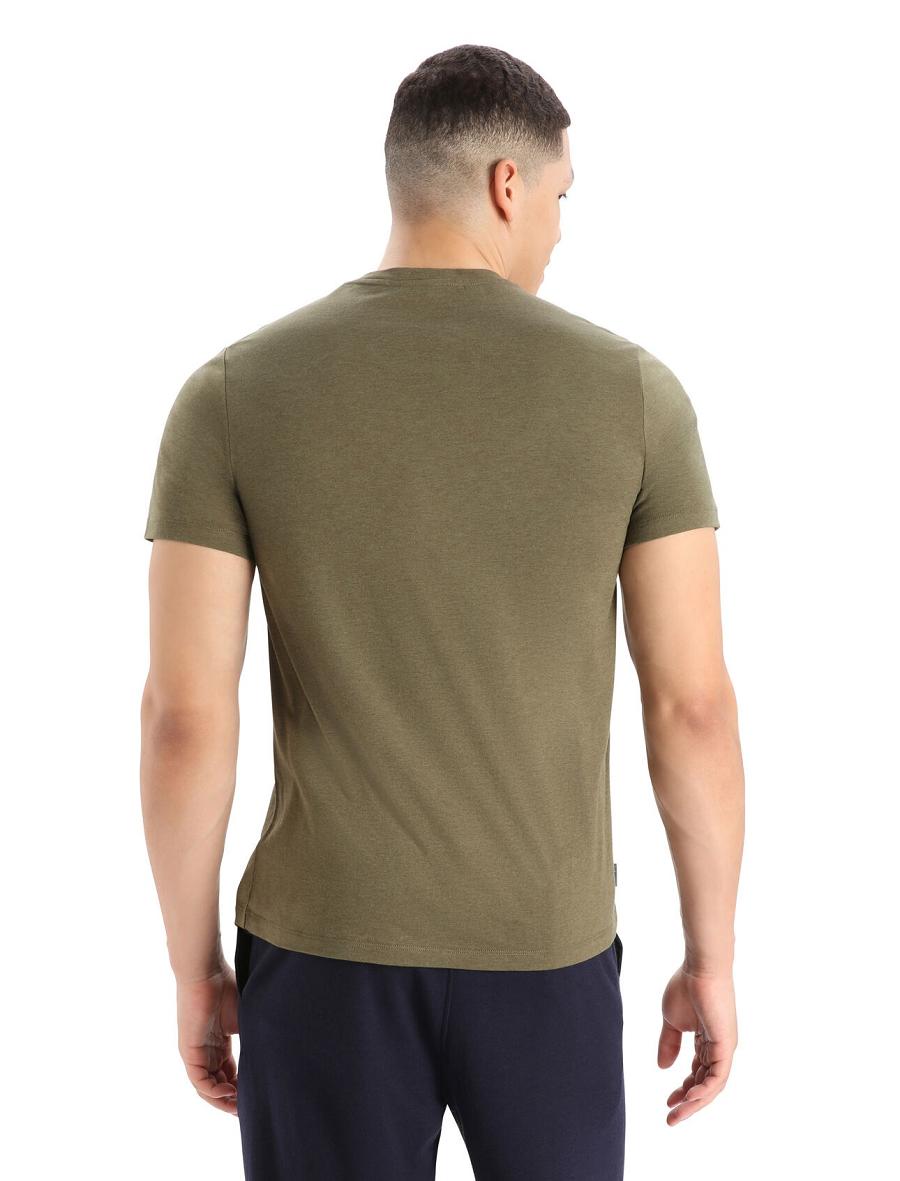 Loden Men's Icebreaker Merino Central Classic Short Sleeve Caravan T Shirts | USA 1150PJJQ